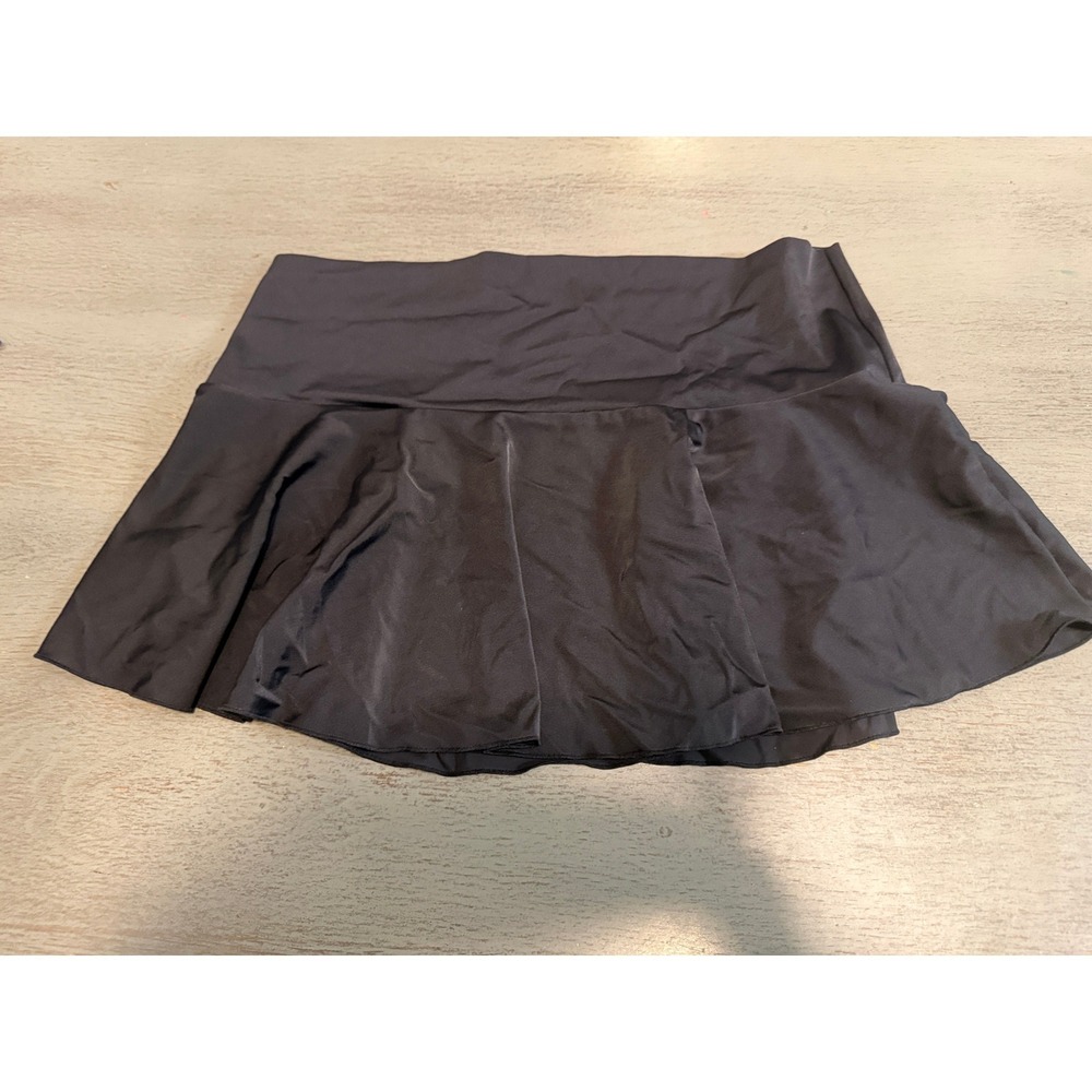 Victoria's Secret Black Ruffle Swim Skirt Bottoms Large Solid Tiered Swimsuit